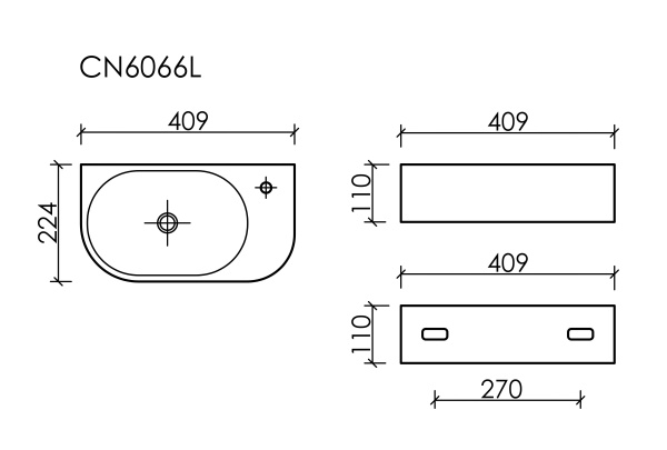 Раковина подвесная (40,9х22,4) Ceramica Nova ELEMENT CN6066R